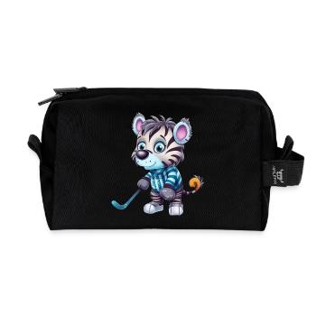Eishockey Zebra: Kawaii auf dem Eis - Recycelte Kulturtasche - Schwarz - Vorne