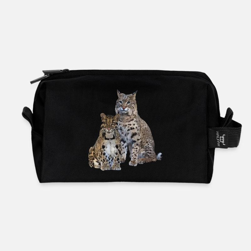 Nebelparder und Luchs - Recycelte Kulturtasche - Schwarz