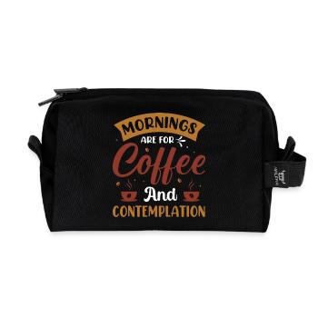Le matin, c’est pour le café- Kaffee Sprüche - Kaffee - Trousse de toilette en tissu recyclé - noir - Devant