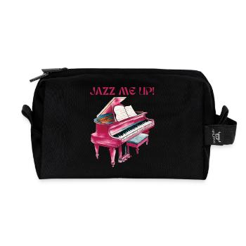 Piano jazz avec des notes de musique colorées - Trousse de toilette en tissu recyclé - noir - Devant