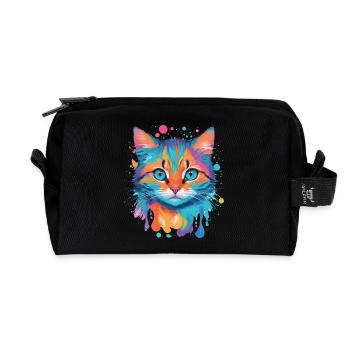 Cute Cat - Recycled Toiletry Zip Bag - black - Front