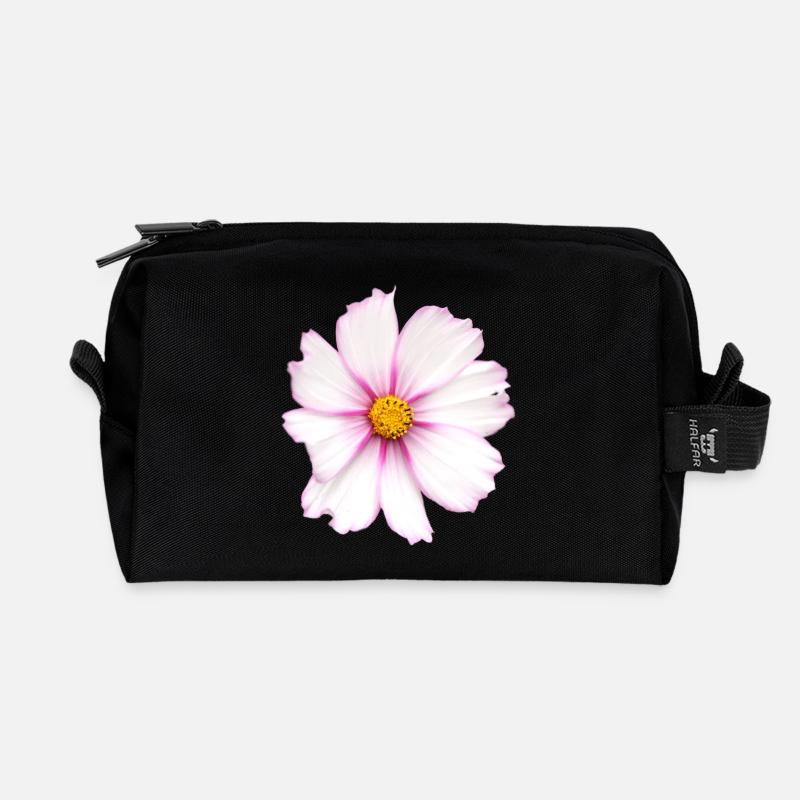 weiße Blume - Recycelte Kulturtasche - Schwarz