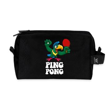 Ping Pong Champion Design Table Tennis and - Recycled Toiletry Zip Bag - black - Front