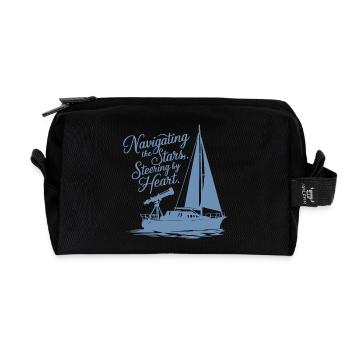 Voile, Voilier, Étoiles, Télescope - Trousse de toilette en tissu recyclé - noir - Devant