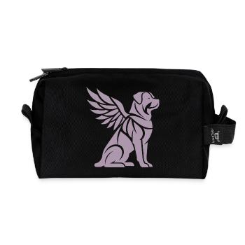 Dog Rottweiler Angel Wings Silhouette - Recycled Toiletry Zip Bag - black - Front