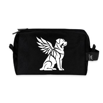 Dog Rottweiler Angel Wings Silhouette - Recycled Toiletry Zip Bag - black - Front