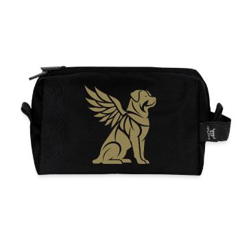 Dog Rottweiler Angel Wings Silhouette - Recycled Toiletry Zip Bag - black - Front