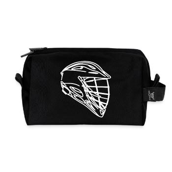 Lacrosse Helmet Sketch - Recycled Toiletry Zip Bag - black - Front