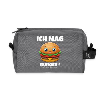 I like burgers, hamburgers, cheeseburgers - Recycled Toiletry Zip Bag - anthracite - Front