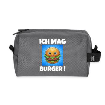 I like burgers, hamburgers, cheeseburgers - Recycled Toiletry Zip Bag - anthracite - Front