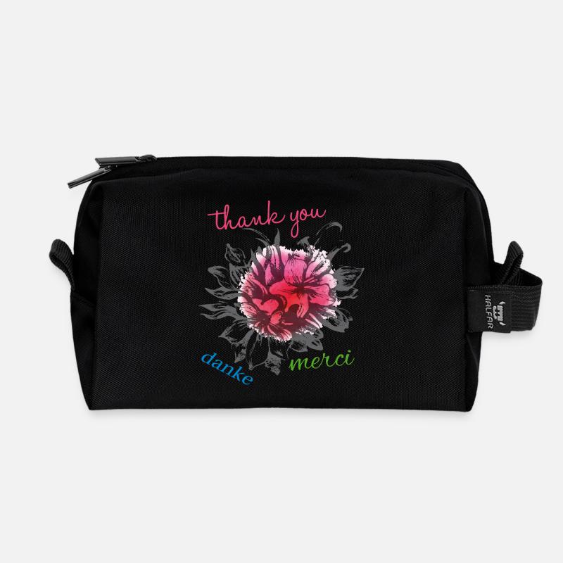 Danke Thank You Merci - Recycelte Kulturtasche - Schwarz