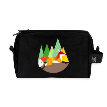 Fuchs Motiv – Ruhe und Natur im geometrischen Stil - Recycelte Kulturtasche - Schwarz - Vorne
