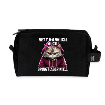 Nett kann ich auch bringt aber nix Bevor Du Fragst - Recycelte Kulturtasche - Schwarz - Vorne