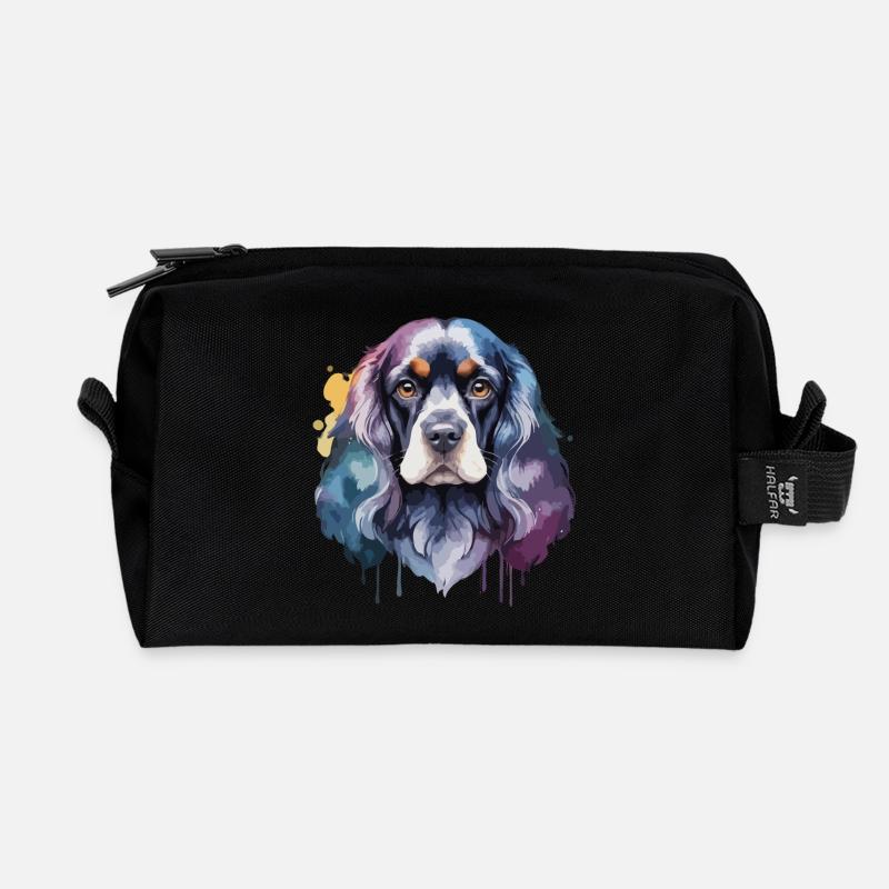 Cocker Spaniel Hund Cool Bunt Niedlich - Recycelte Kulturtasche - Schwarz