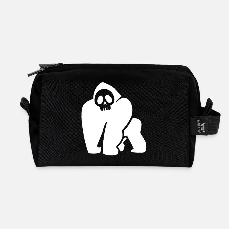 Weißer Gorilla Schädel - Recycelte Kulturtasche - Schwarz