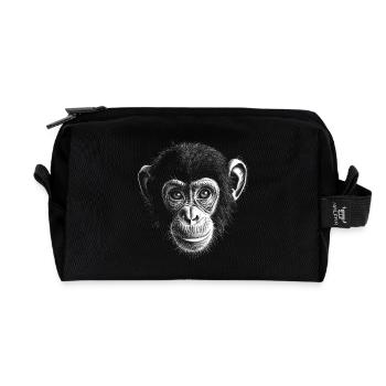 Chimpanzee Portrait Wildlife Wildlife Jungle - Recycled Toiletry Zip Bag - black - Front