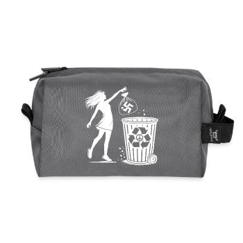 gegen nazis - Gegen Rechts - fck nzs - Recycled Toiletry Zip Bag - anthracite - Front