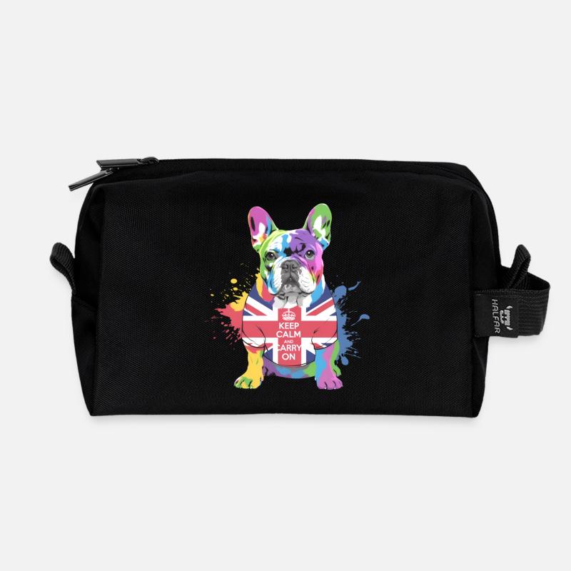 Rainbow Bulldog Union Jack - Recycled Toiletry Zip Bag - black