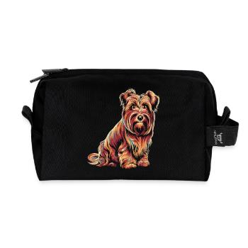 Colorful Terrier Portrait - Recycled Toiletry Zip Bag - black - Front
