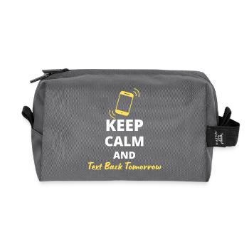 humorvolles "Keep Calm and Text Back Tomorrow" - Recycelte Kulturtasche - Anthrazit - Vorne