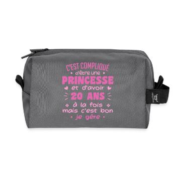 Woman Princess Birthday 20 Years - Recycled Toiletry Zip Bag - anthracite - Front