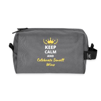 Keep Calm and Celebrate small wins - Recycled Toiletry Zip Bag - anthracite - Front