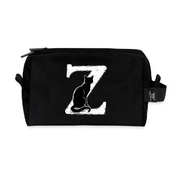 Letter Z with cat - Recycled Toiletry Zip Bag - black - Front