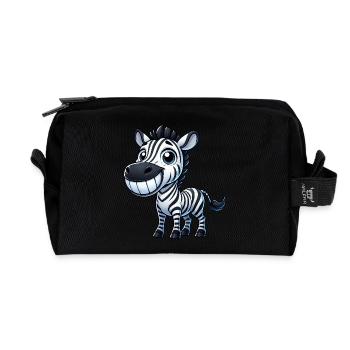 Zebra Grinsen Zahn Cartoon Glück Freude Lachen - Recycelte Kulturtasche - Schwarz - Vorne