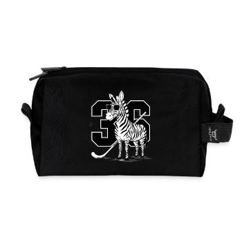 Cooles Zebra mit Sonnenbrille und Sport-Design - Recycelte Kulturtasche - Schwarz - Vorne