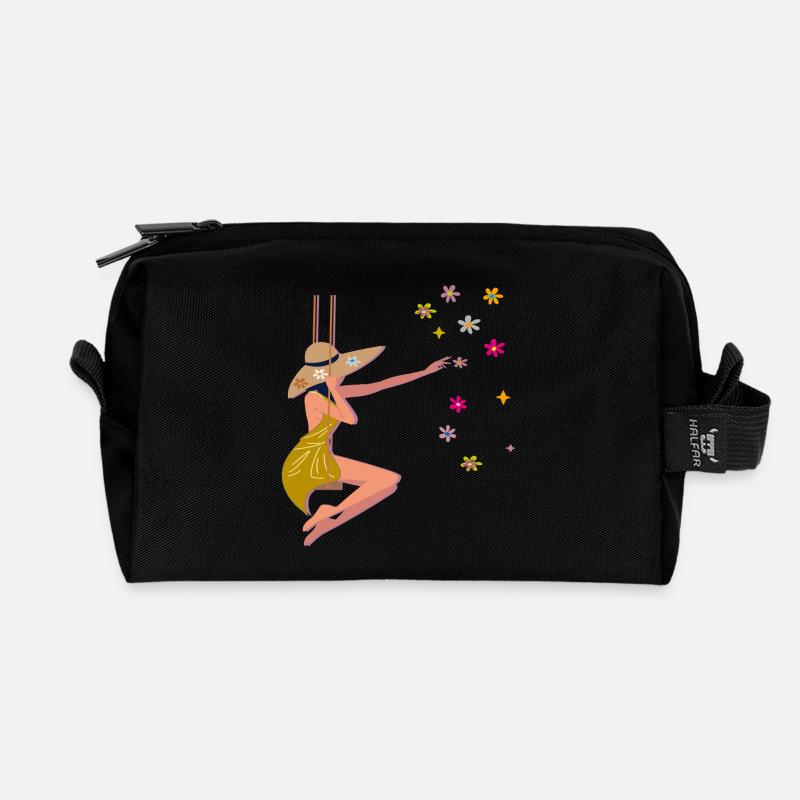 Frühling - Recycelte Kulturtasche - Schwarz