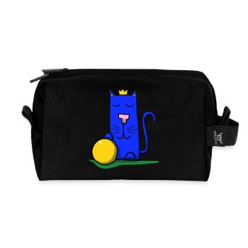 Cat with crown - Recycled Toiletry Zip Bag - black - Front