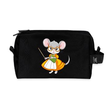Smart mouse teacher with a pointer and a book - Recycled Toiletry Zip Bag - black - Front