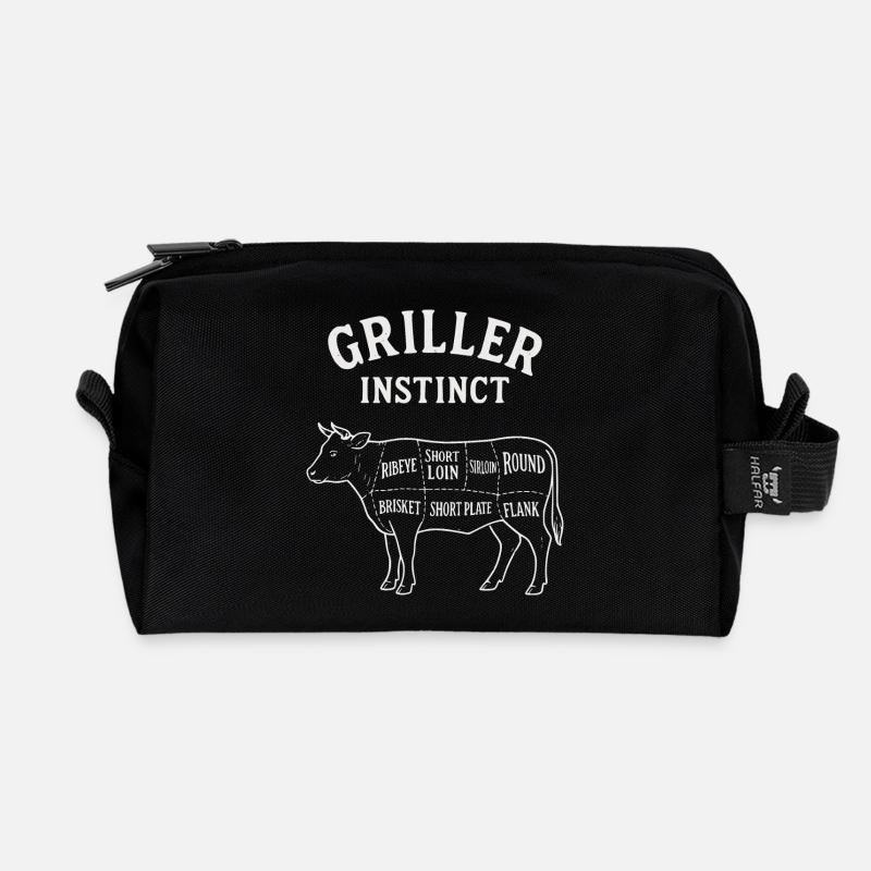 Griller Instinct – BBQ-Shirt für echte Grillfans - Recycelte Kulturtasche - Schwarz