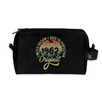 August 1962 Birthday present August 1962 August - Recycled Toiletry Zip Bag - black - Front