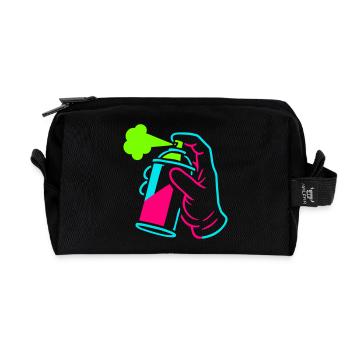 Graffiti tin in pop art style - Recycled Toiletry Zip Bag - black - Front