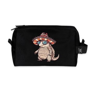 Armadillo Funny Sombrero - Recycled Toiletry Zip Bag - black - Front