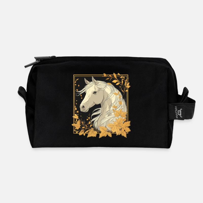 Pferd Herbst - Recycelte Kulturtasche - Schwarz