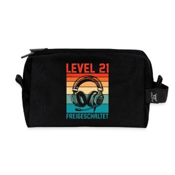 21e anniversaire Homme Gamer Niveau 21 débloqué - Trousse de toilette en tissu recyclé - noir - Devant