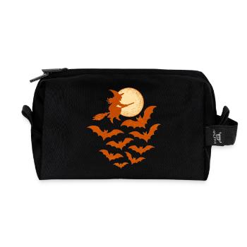 Sorcière volante avec des chauves-souris – Design d’Halloween - Trousse de toilette en tissu recyclé - noir - Devant