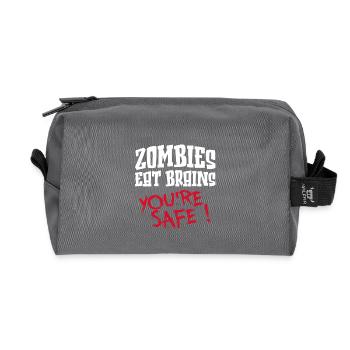 Zombies Eat Brains, you're safe!! - Recycled Toiletry Zip Bag - anthracite - Front