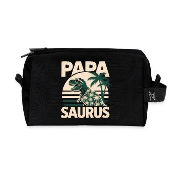 Papa Saurus Rex Dinosaurier Vatertag Geschenk - Recycelte Kulturtasche - Schwarz - Vorne