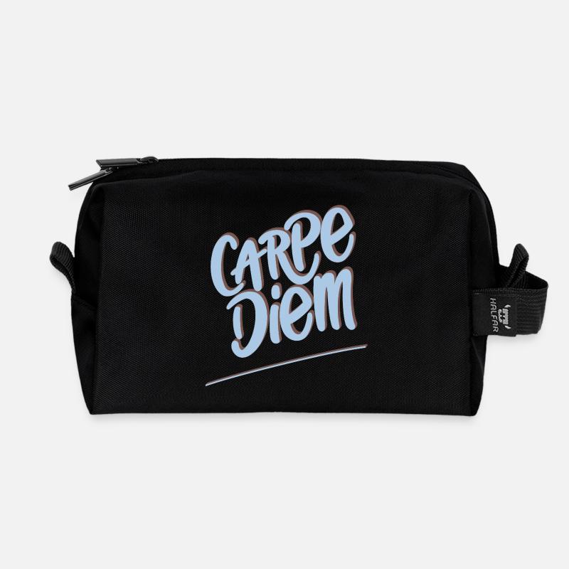 Carpe Diem - Recycled Toiletry Zip Bag - black