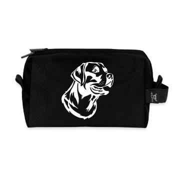 Hund weiß weißer Hund Hundekopf T-shirt Geschenk - Recycelte Kulturtasche - Schwarz - Vorne