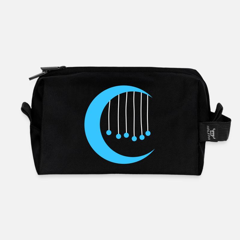 Lune bleue avec carillon à vent - Trousse de toilette en tissu recyclé - noir