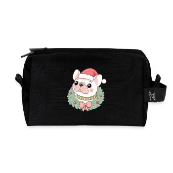 Bulldog-Weihnachtskranz - Recycelte Kulturtasche - Schwarz - Vorne