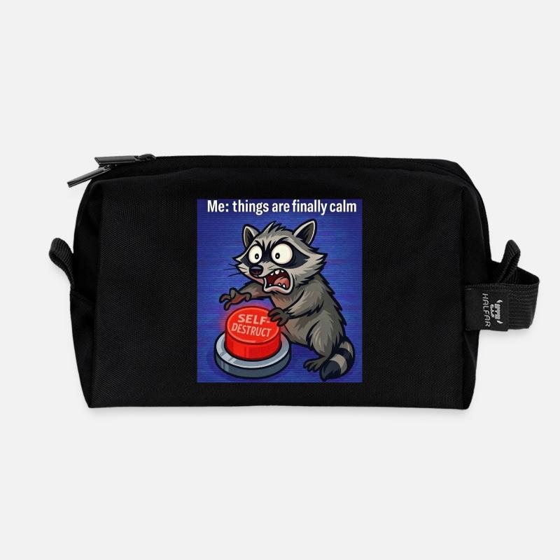 Waschbär-Selbstzerstörungs-Meme - Recycelte Kulturtasche - Schwarz