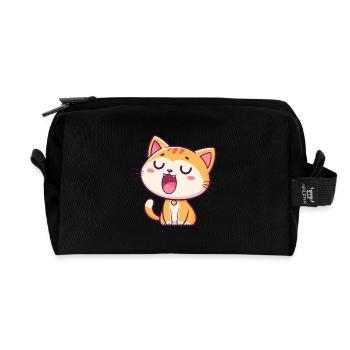 Cute Kitten Smiling - Recycled Toiletry Zip Bag - black - Front