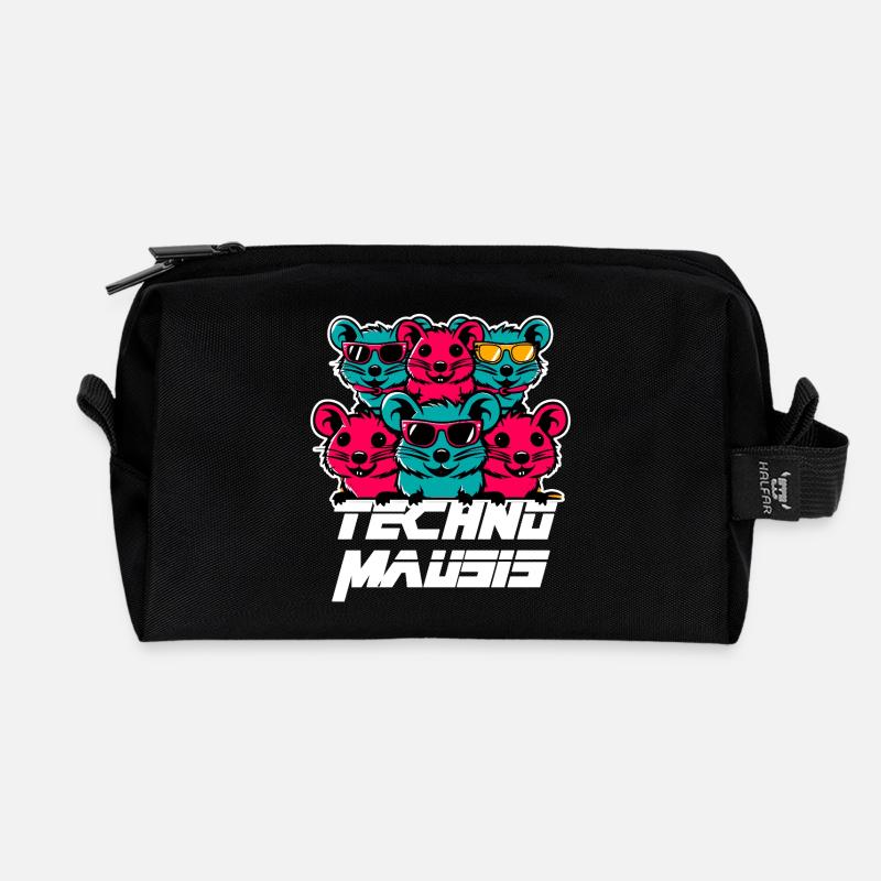 Techno Mausis - Recycelte Kulturtasche - Schwarz