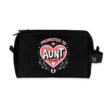 Aunt 2026 Aunt 2026 Promoted to Aunt 2026 - Recycled Toiletry Zip Bag - black - Front