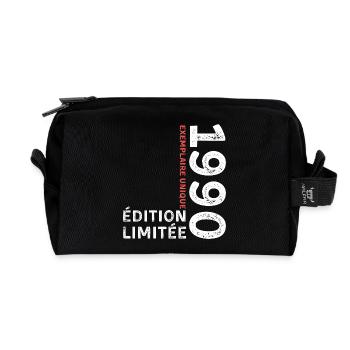 1990's vintage typographic style - Recycled Toiletry Zip Bag - black - Front